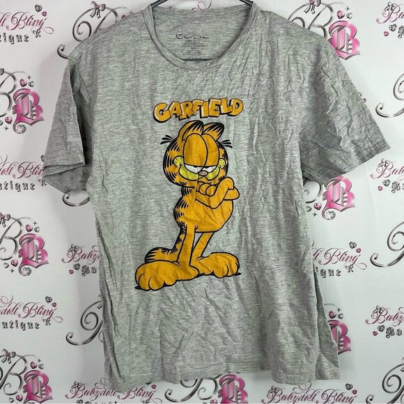Garfield tee tshirt cat orange Graphic Gray T-Shirt - Picture 1 of 6